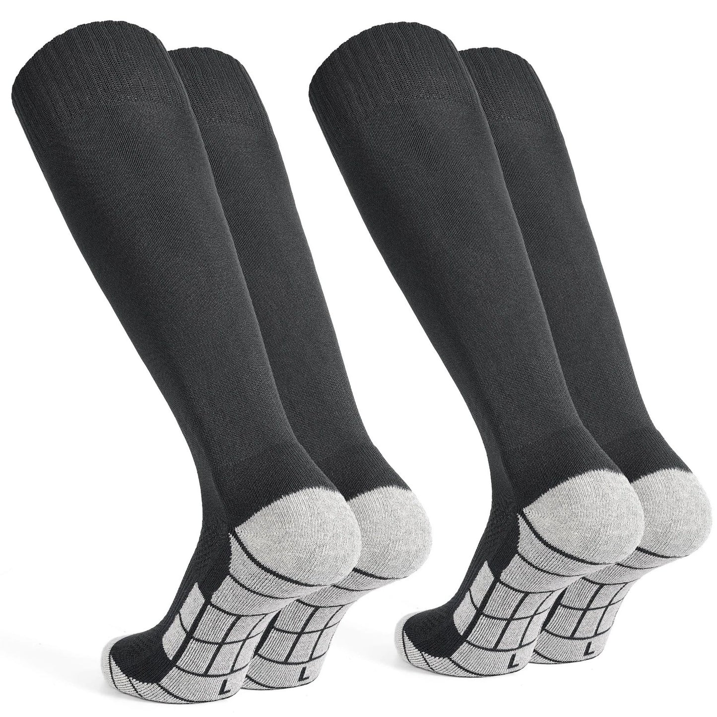 Black White Soccer Socks 2 Pairs Team Sports Athletic Football Baseball Long