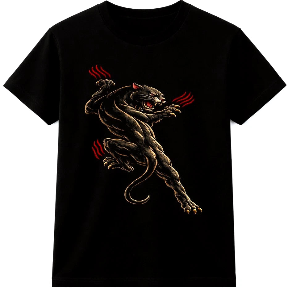 Panther T Shirt Black Big Cat Claw Marks Tattoo Wildlife Graphic Vintage Tee