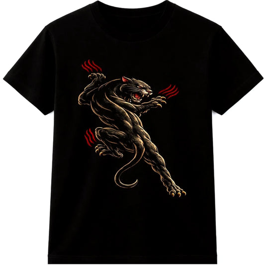 Panther T Shirt Black Big Cat Claw Marks Tattoo Wildlife Graphic Vintage Tee