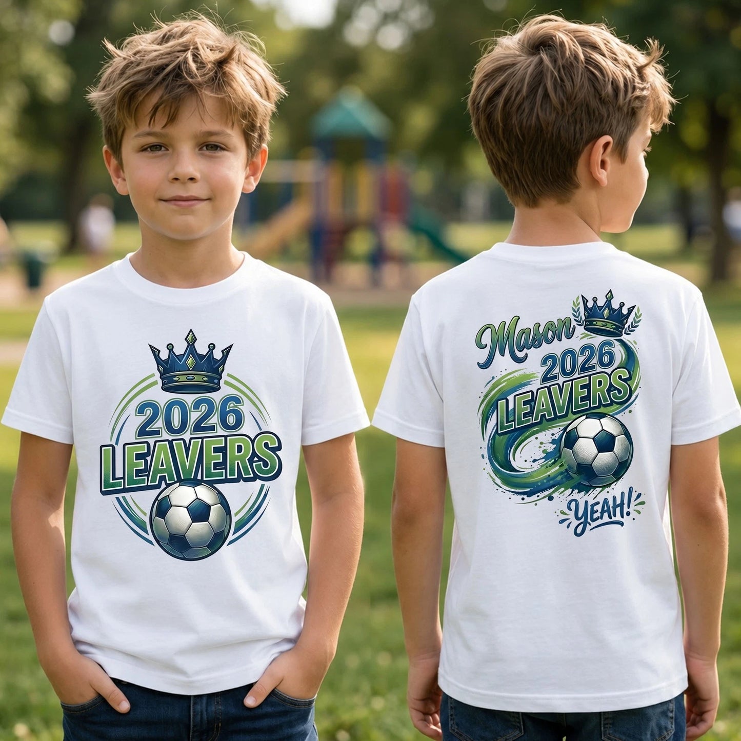 2026 Leavers Football Tee | Personalised Kids School Graduation T-Shirt