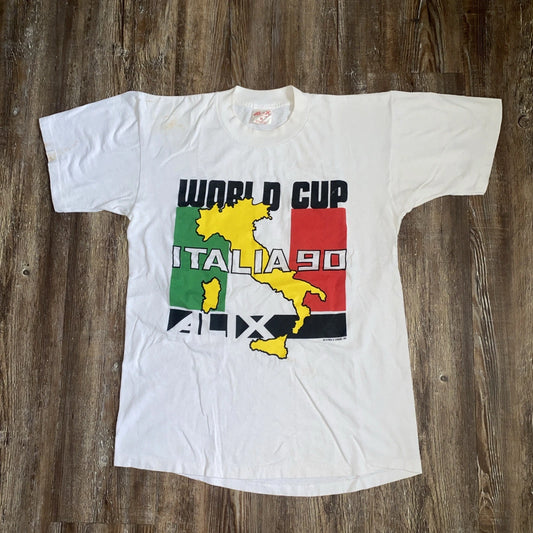 Vintage 1990 Italia World Cup Soccer Futbol T Shirt Men's AL made in USA