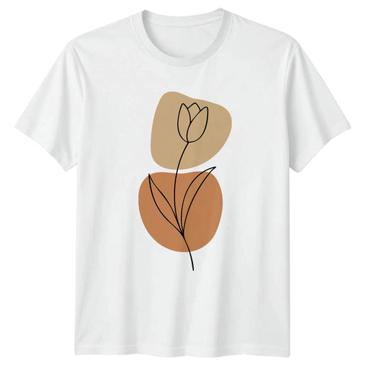 Simple Line Art Tulip Bloom T-Shirt Minimalist Art Floral Botanical Birthday