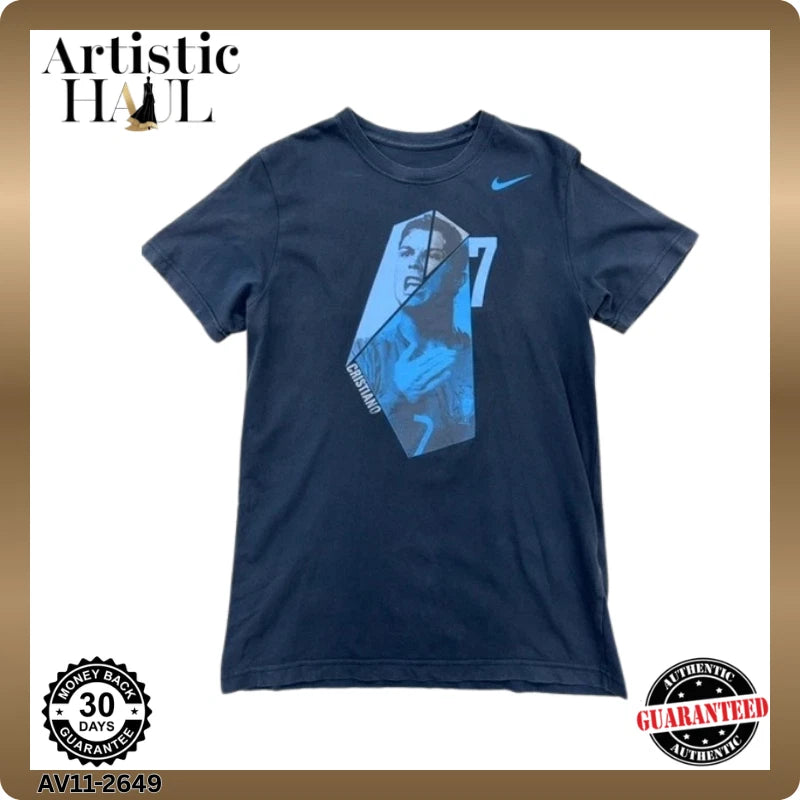 Nike Mens T-Shirt Cristiano Ronaldo Navy Slim Fit Size L