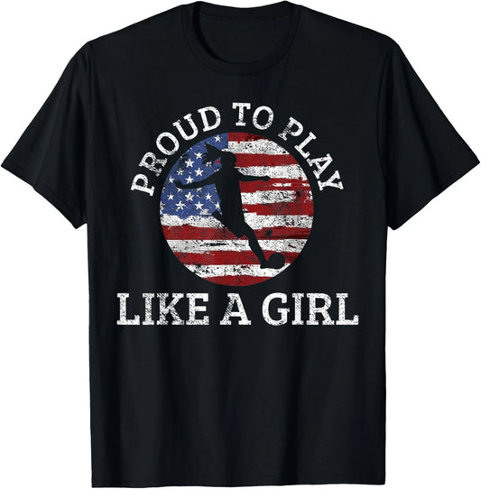 Soccer Player Girl USA American Flag 4th of July Gift Unisex T-Shirt