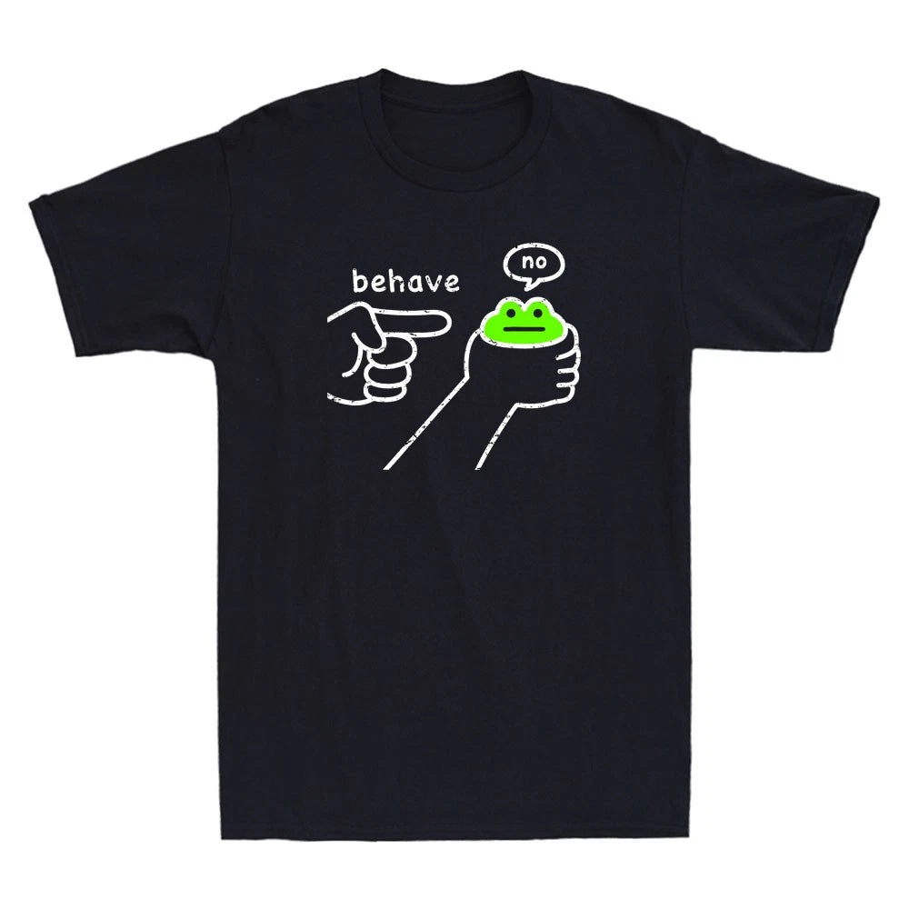 Behave No Funny Dishonest Frog Cartoon Meme Humor Quote Vintage Men's T-Shirt