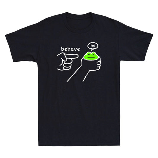 Behave No Funny Dishonest Frog Cartoon Meme Humor Quote Vintage Men's T-Shirt