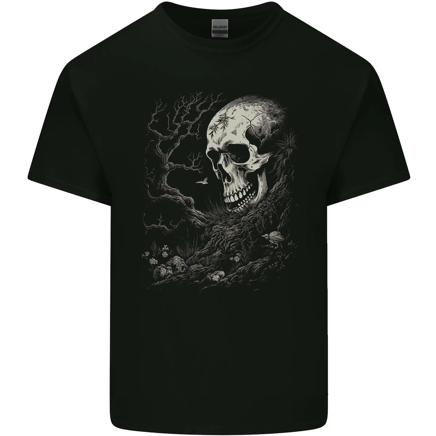 At One With Nature Skull Mens Cotton T-Shirt Tee Top