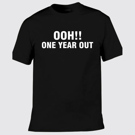 One Year Out Printed T Shirt Unisex Adult's Funny Party Popmaster Quiz Xmas Top