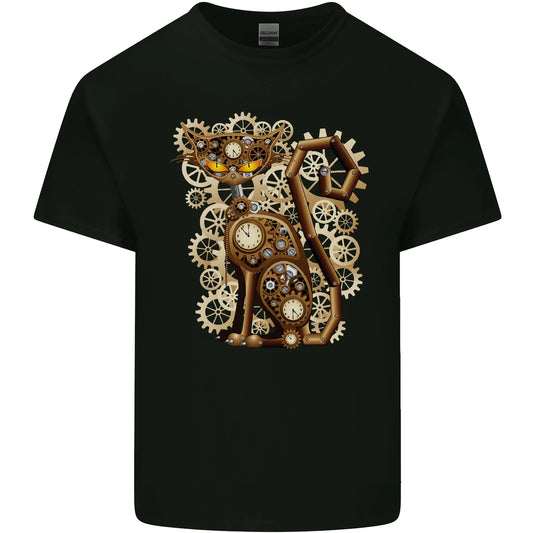 Steampunk Cat Mens Cotton T-Shirt Tee Top