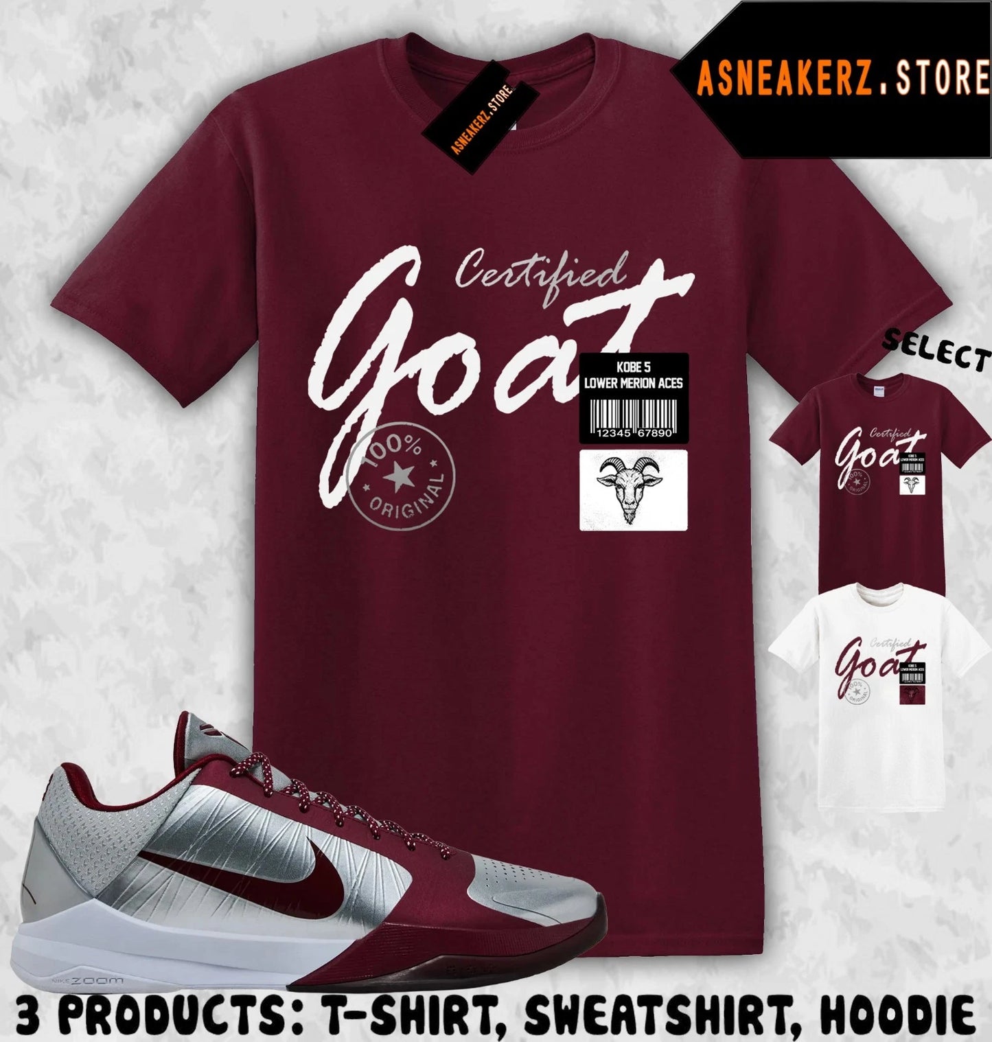 Shirt To Match KB 5 Protro Lower Merion Aces Sneaker Matching Tee Certified Goat