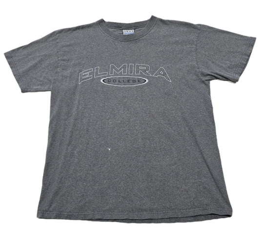 Vintage Elmira College New York USA T-shirt Mens Size L Large Grey NCAA