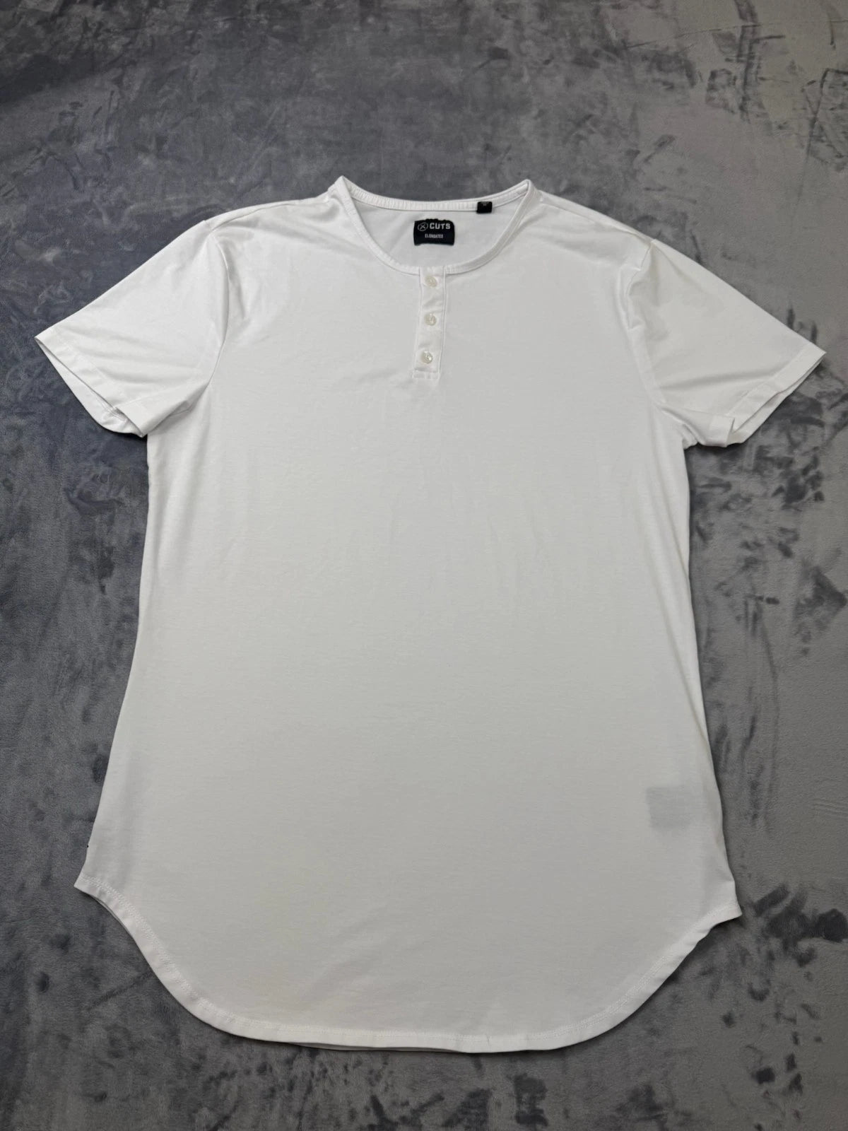 Cuts Clothing Elongated Henley T-Shirt Men's XXl White