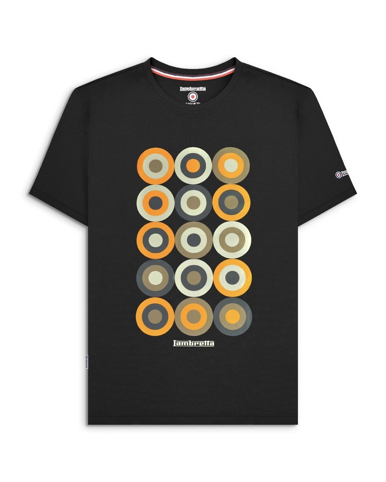 Lambretta Mens Black MOD Target Design Smart Classic Retro T-Shirt