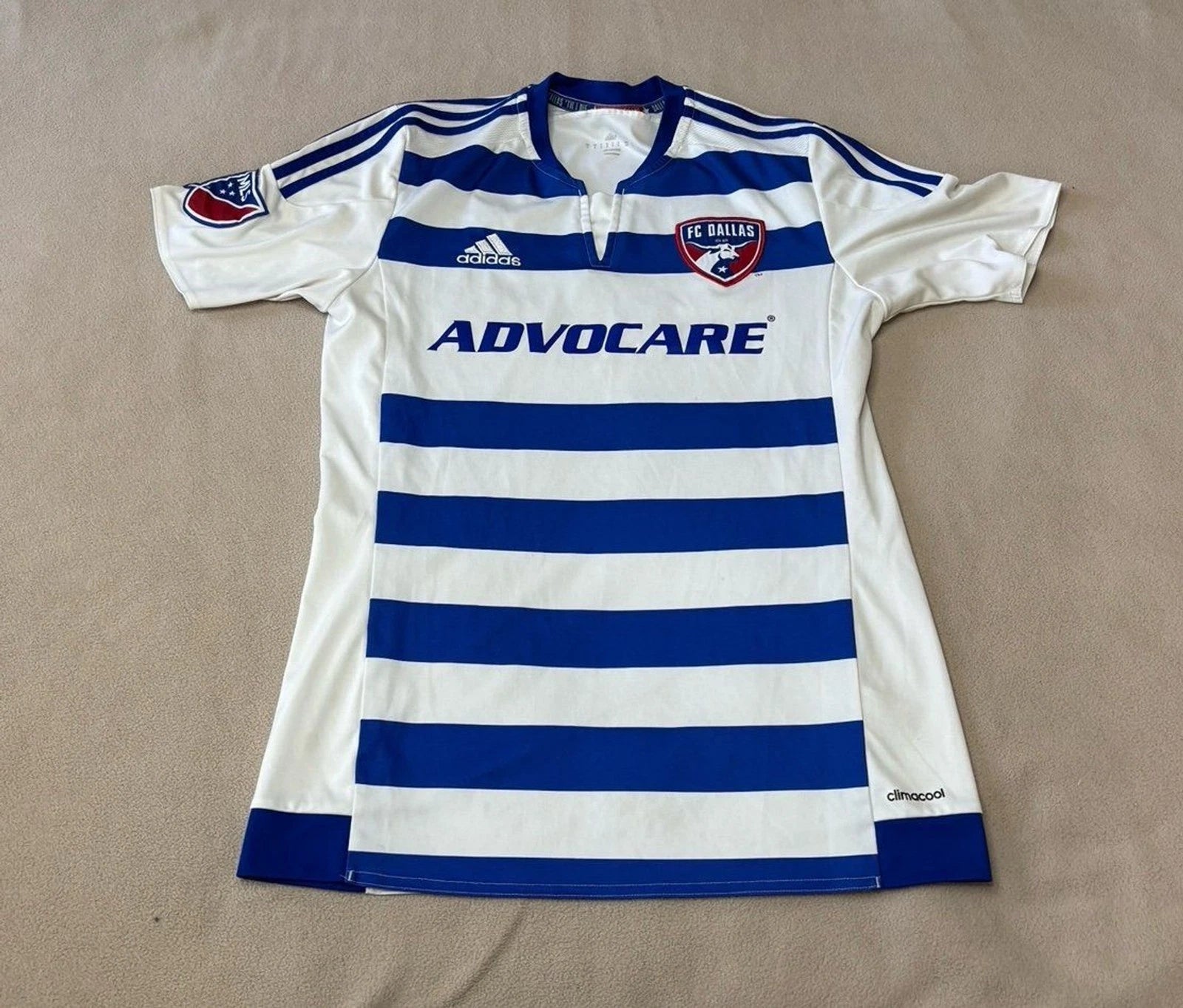 Adidas FC Dallas Adidas Soccer Jersey Blue White MLS Size S Stripes