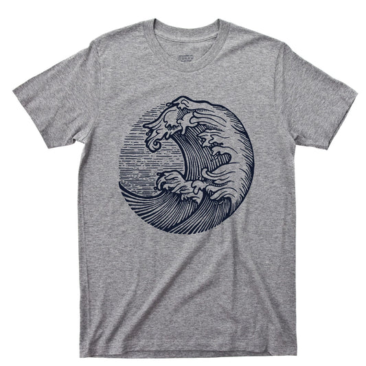 Big Wave T Shirt Fishing Boating Shark Jaws Marine Wildlife Dolphin Mermaid  Tee