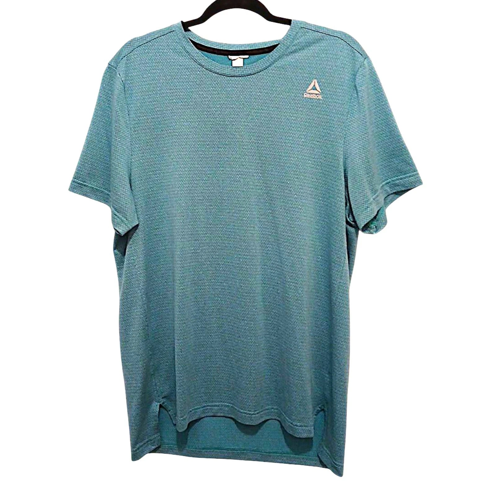 Reebok Short Sleeve Cooling Shirt Sz L Teal Blue Activewear Sport Casual Golf