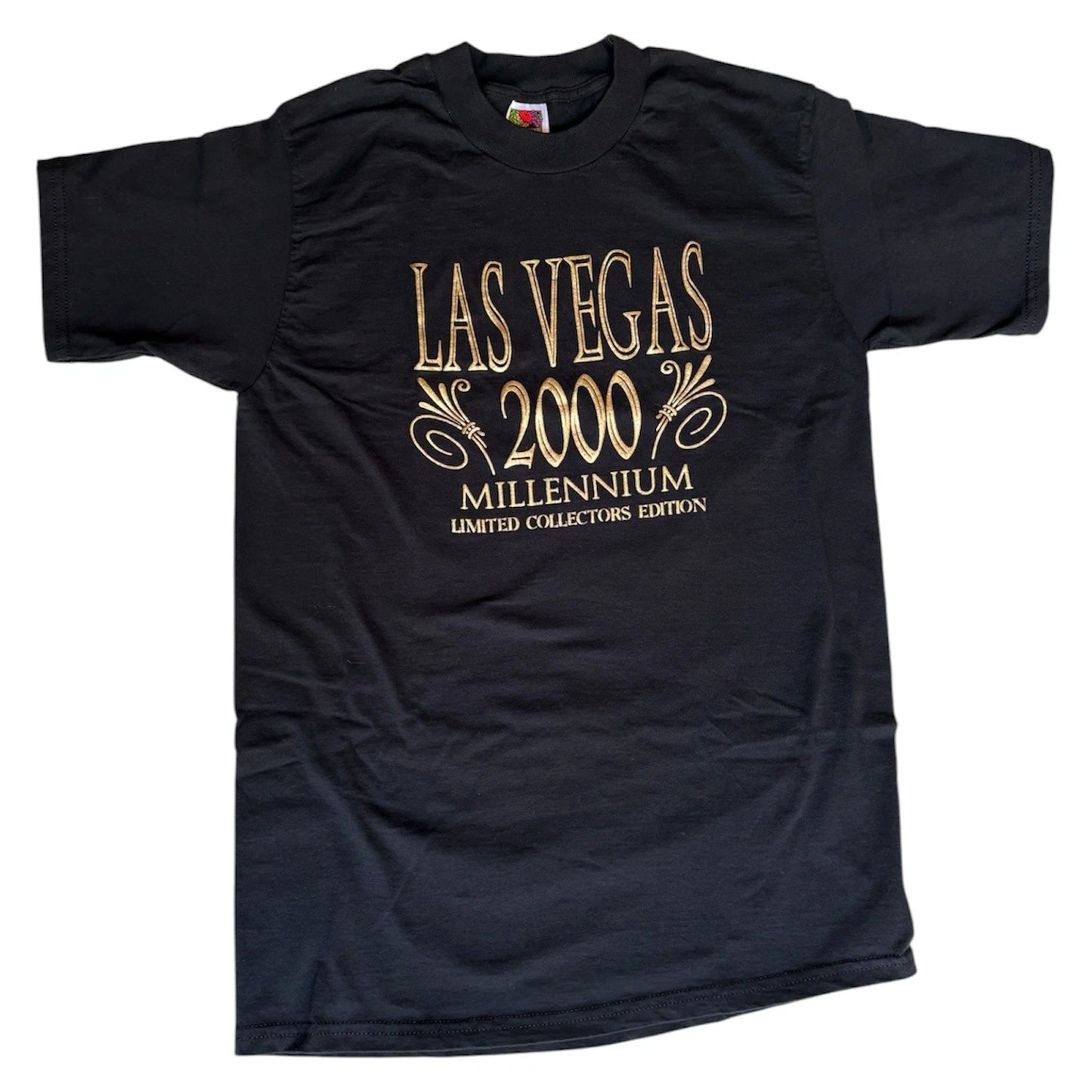 Vintage Las Vegas 2000 Millennium Embroidered Shirt Medium Black Gold Y2K Vtg