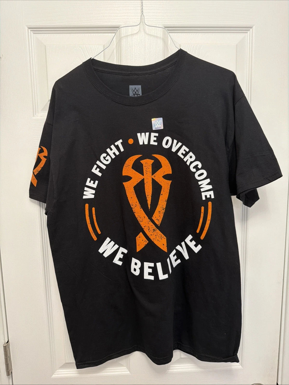 NewWWE Roman Reigns T Shirt Mens S Black We Fight We Believe We Overcome Graphic