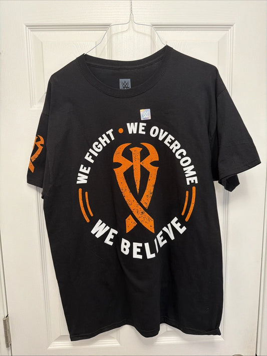 NewWWE Roman Reigns T Shirt Mens S Black We Fight We Believe We Overcome Graphic