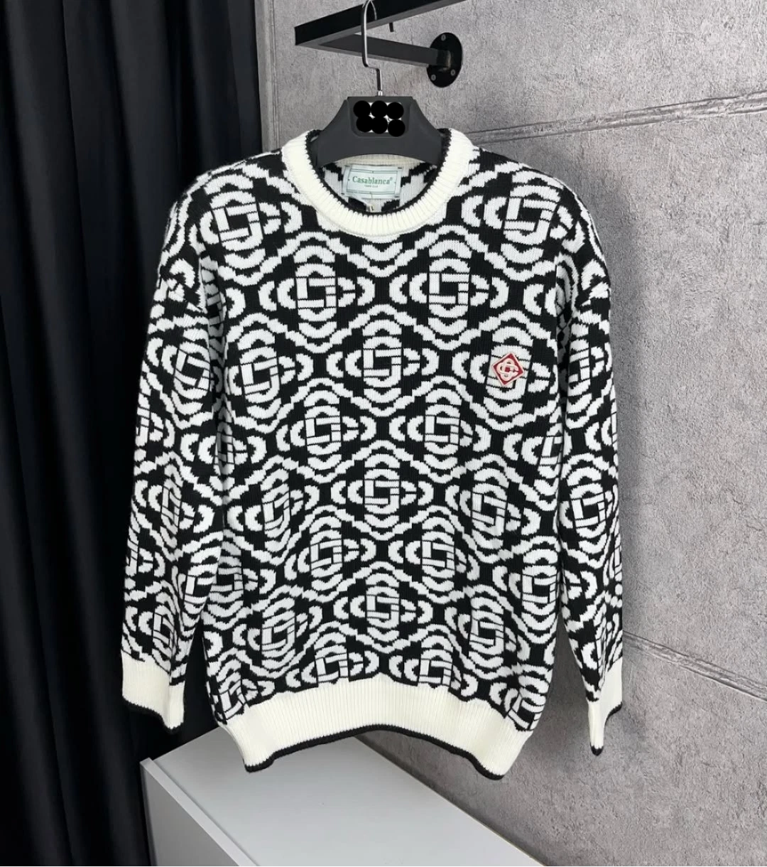 Men's Casablanca Sweat shirt Black & White Long Sleeve Small Size Chest 20"