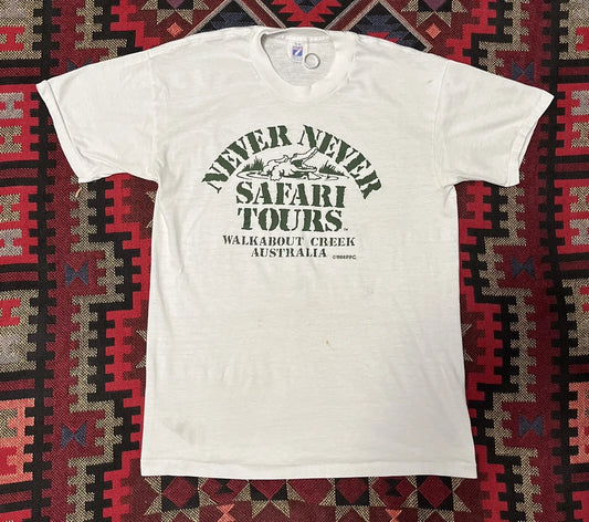 Vintage Crocodile Dundee Shirt Movie Promo Never Never Safari Tours M 1988  ￼