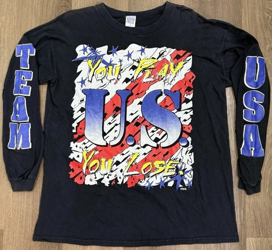 Vintage 90s USA Olympic Long Sleeve T-shirt XL Freeze American Soccer