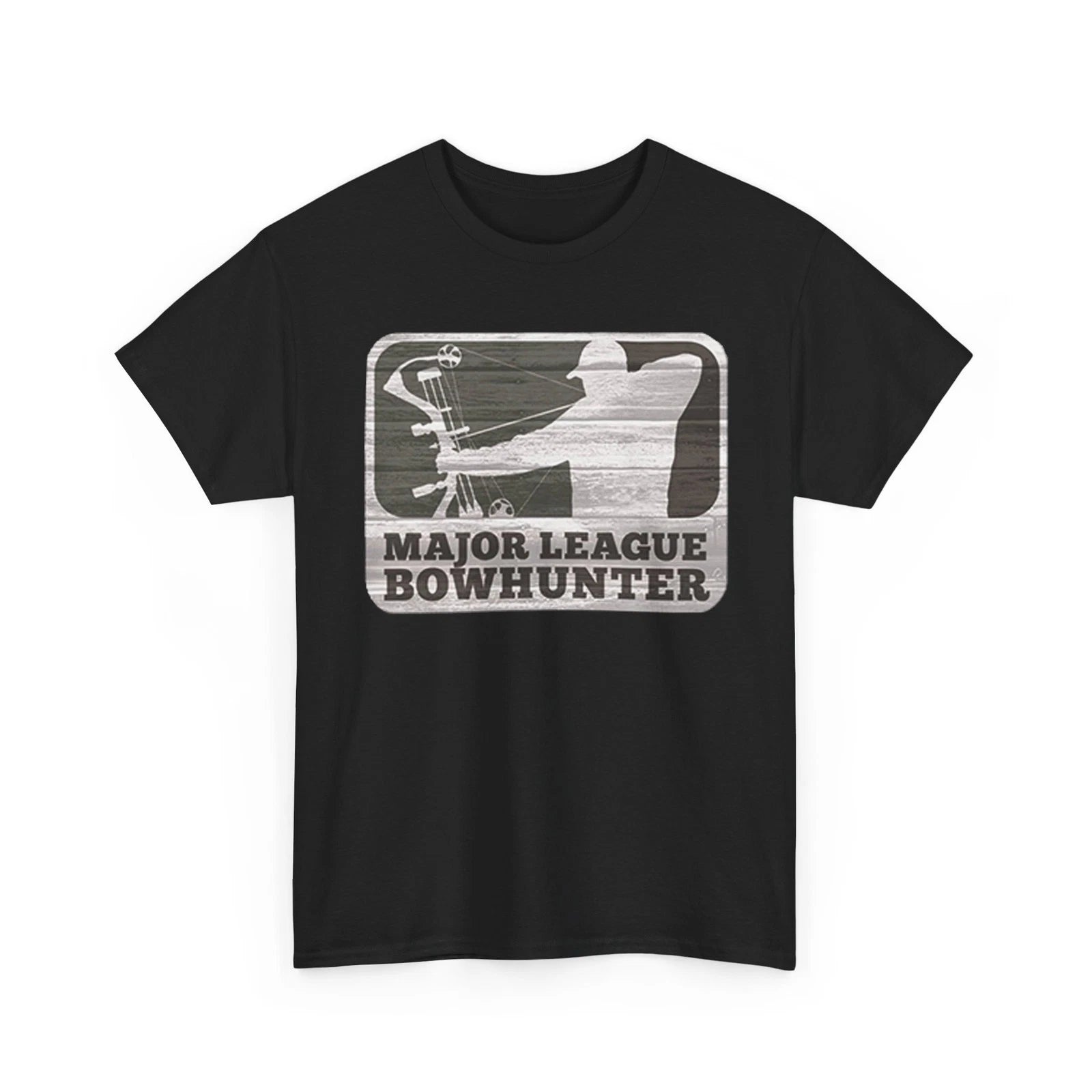 Major League Bowhunter Distressed Wood Bow Hunting Unisex Heavy Cotton Tshirt