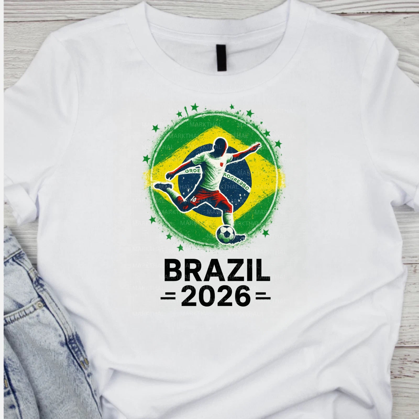Brazil 2026 World Soccer T-Shirt Futbol Shirt Brazilian Flag Tee Gildan Unisex