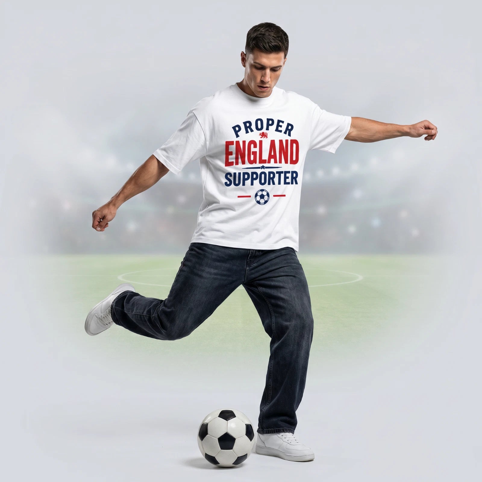 Proper England Supporter - England Football Graphic T Shirt 100% Cotton Unisex