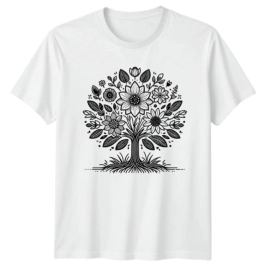 Detailed Floral Tree Of Life Botanical Womens T-Shirt Mandala Nature