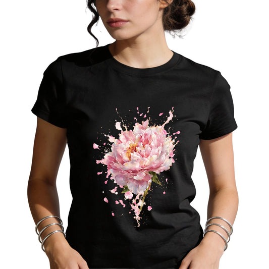 Pink Peony Tee | Floral Bloom Splash |   Floral Graphic Tee, | Gift for Her