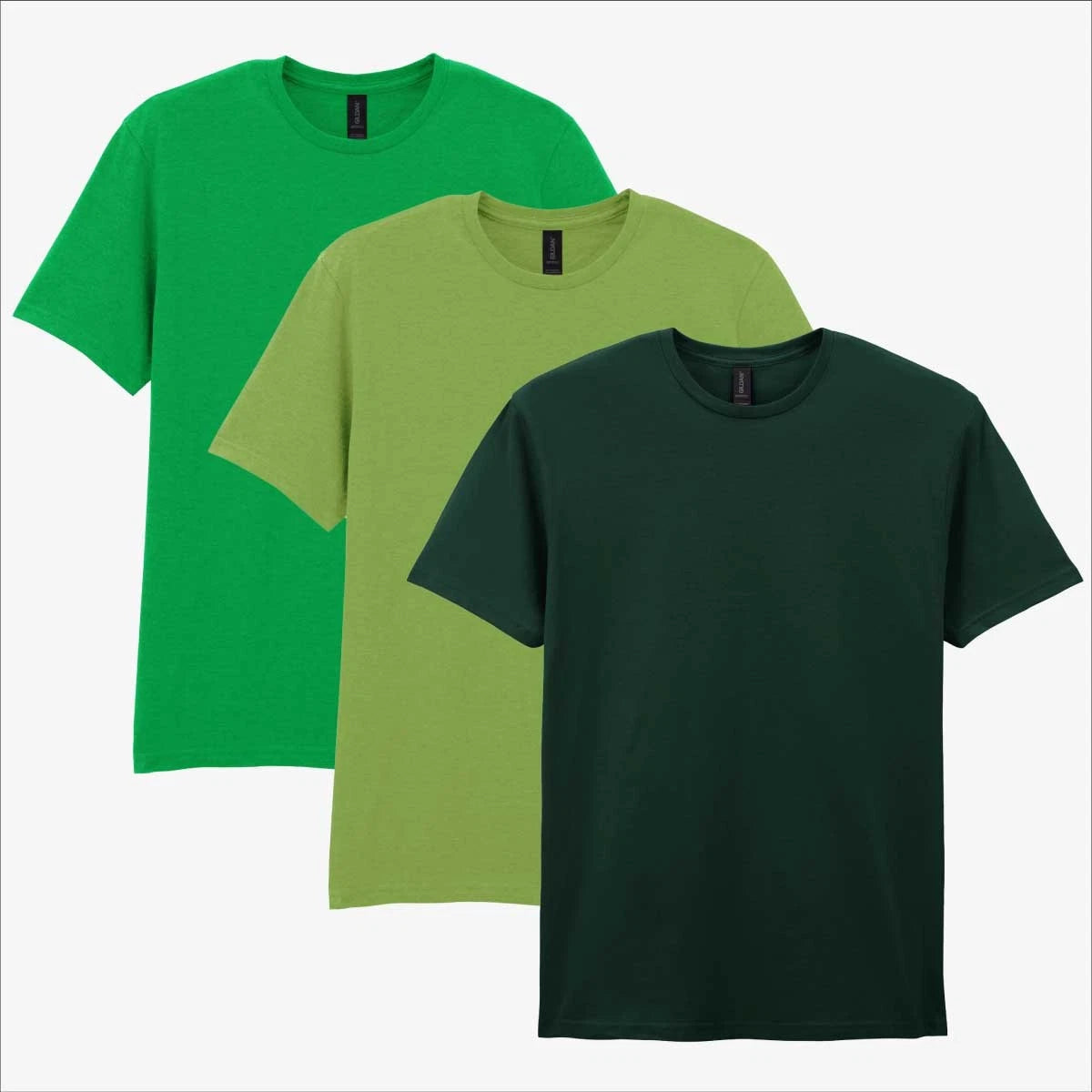 Gildan Softstyle Mens T-Shirt 3 Pack | Green Collection Olive Khaki Lime Tops