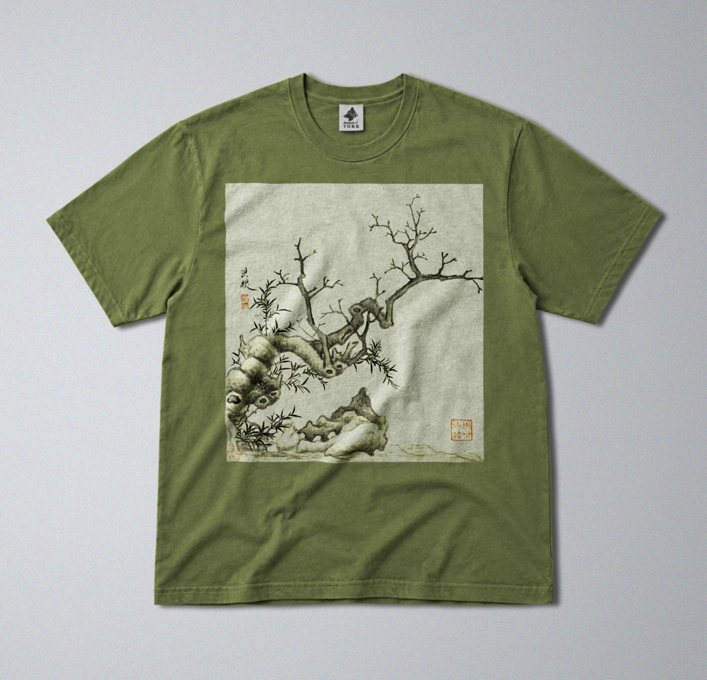 100% Cotton Tee - Regular Fit - Unisex - Chinese Botanical Print - Winter Scene