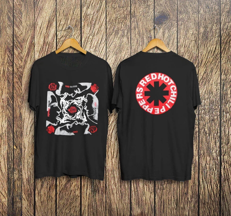 Vintage Red Hot Chili Peppers Red Blood Cotton Black S-4XL 2 Sides Shirt