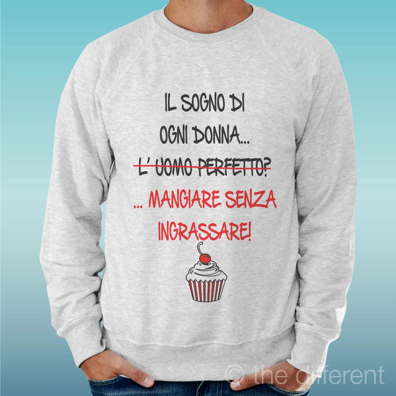 Felpa Man Light Sweater Light Grey " Eat Without Grease "
