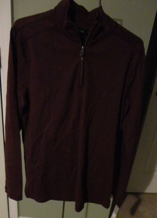 MENS KNITTED MAROON CONTEMPORARY STYLING MODERN FIT FULL SLEEVES T SHIRT SIZE M