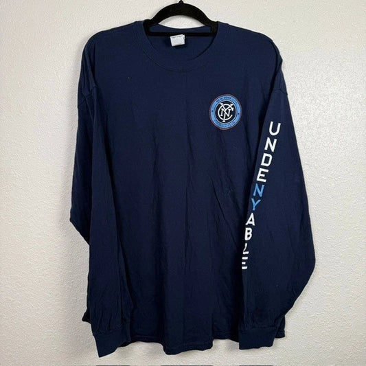 Gildan NYCFC Undenyable Long Sleeve Shirt MLS Soccer Navy Blue 2XL