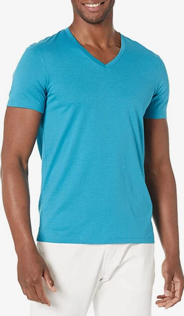 A|X Armani Exchange Men Slim Fit V-Neck Pima Cotton T-Shirt, Mosaic Blue, M