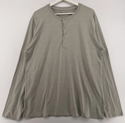 7Diamonds Mens Henley Shirt Large Long Sleeve Stretch Gray Casual Tee Minimalist
