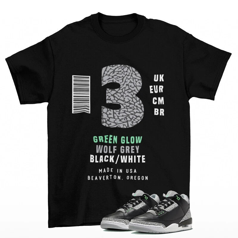 Sneaker Label Shirt to Match Jordan 3 Retro Green Glow CT8532-031