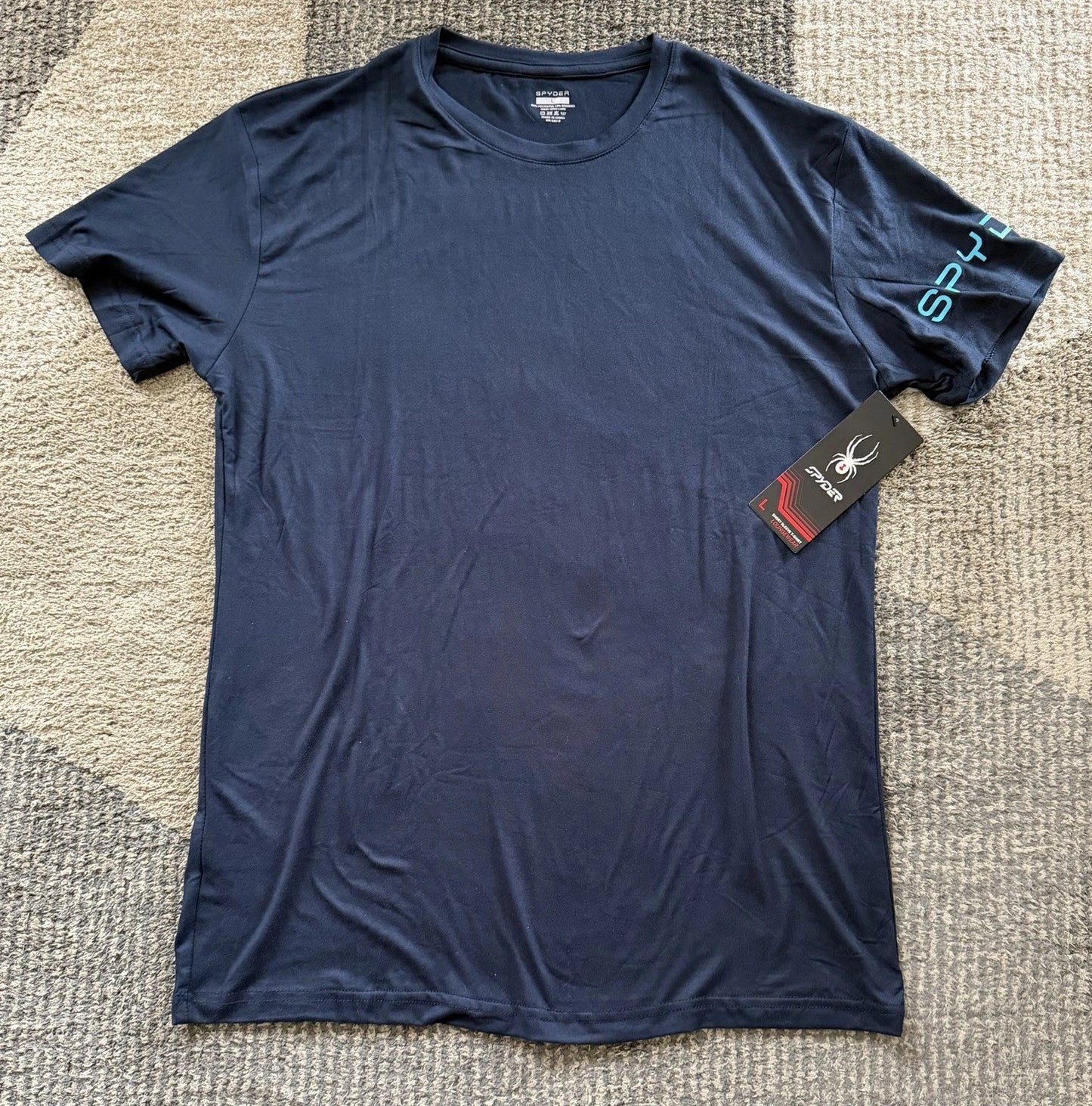 SPYDER MEN'S ASL426NV NAVY FITTED LOUNGE WEAR T-SHIRT, SIZE LARGE NWT