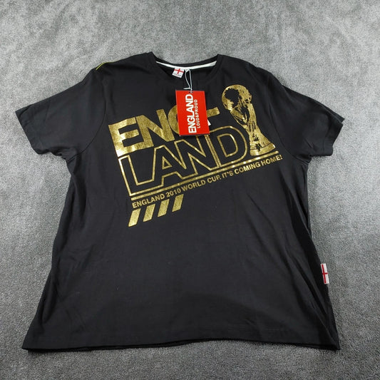 Easy Shirt Mens XL Black Gold World Cup England 2010 Football Cotton Supporter