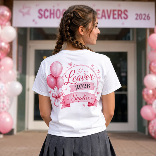 Personalised School Leavers Girls Balloon T Shirt
