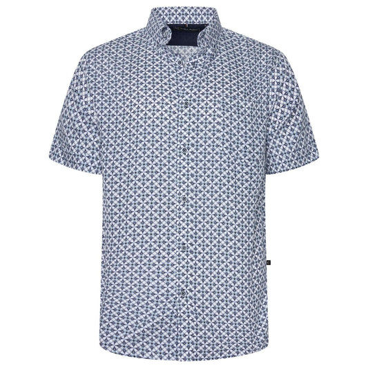 KAM Short Sleeve Geo Print Shirt For Men in Blue, 2XL-8XL