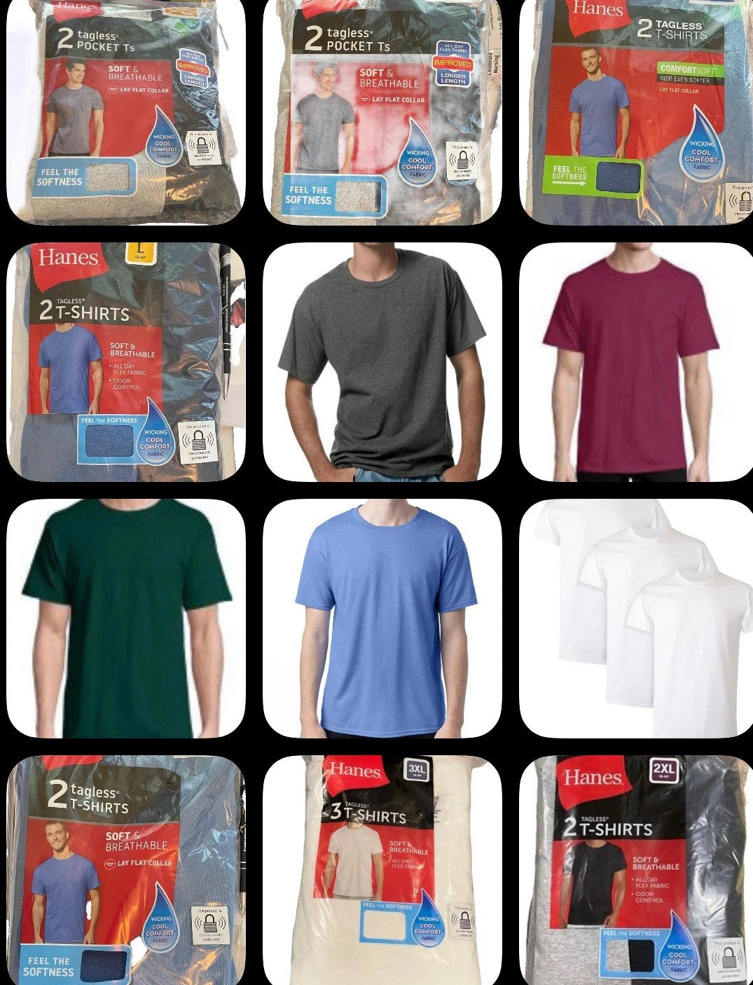 Hanes Men's T-shirt 2 Or 3 pack In various colors available, new