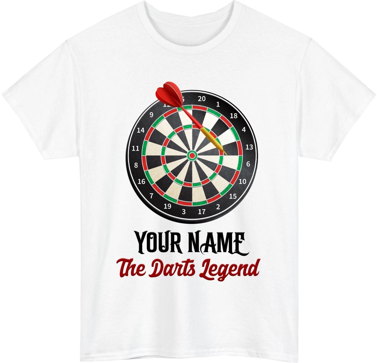 Personalized Dartboard Unisex T-Shirt - Custom Name Darts Sports Bespoke Gift