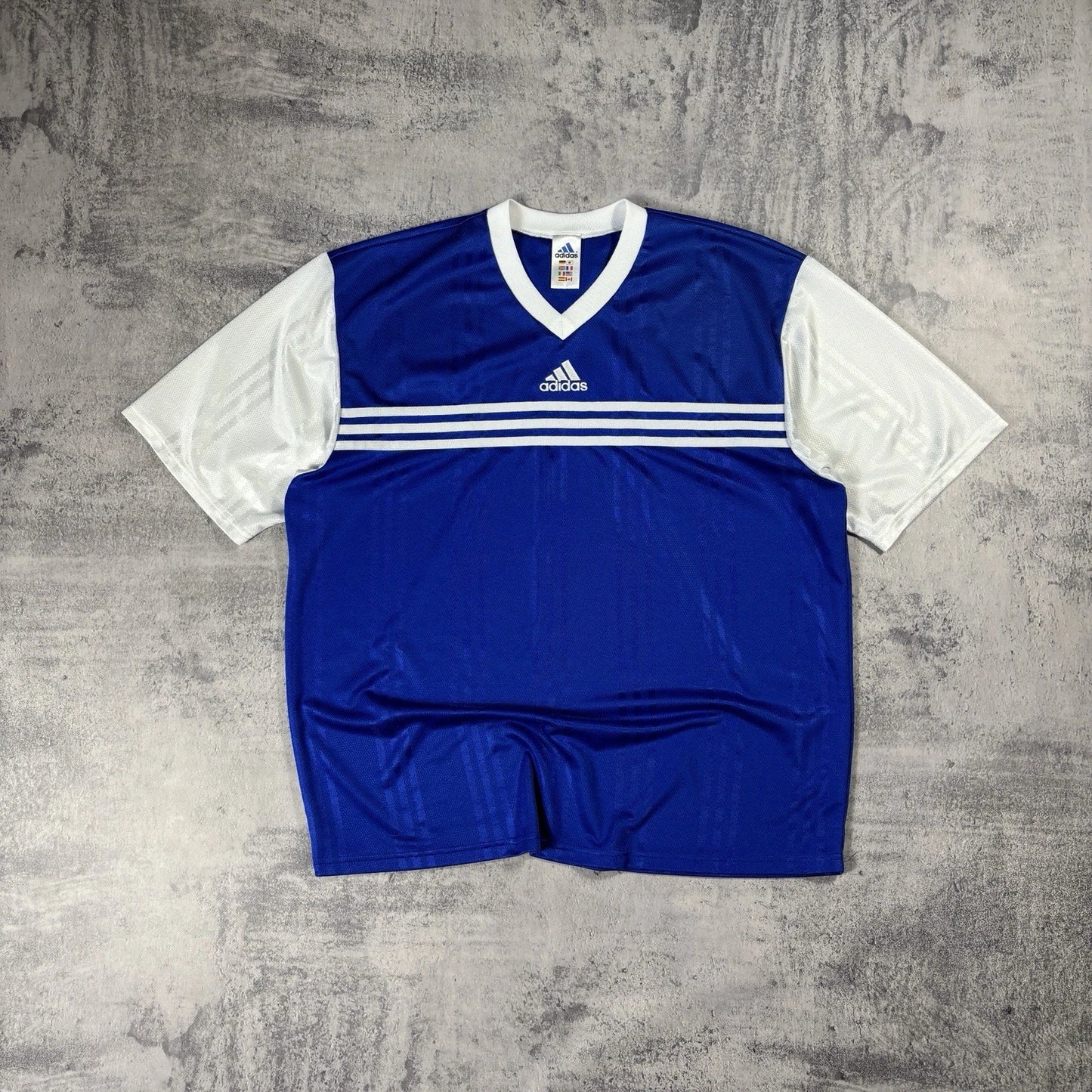 90s Adidas Central Logo Template Shirt Soccer Blue size XL Streetwear Y2K