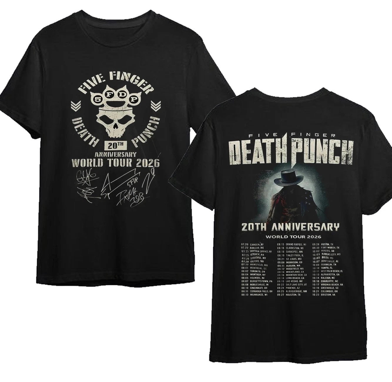 Five Finger Death Punch 20th Anniversary Tour 2026 T shirt