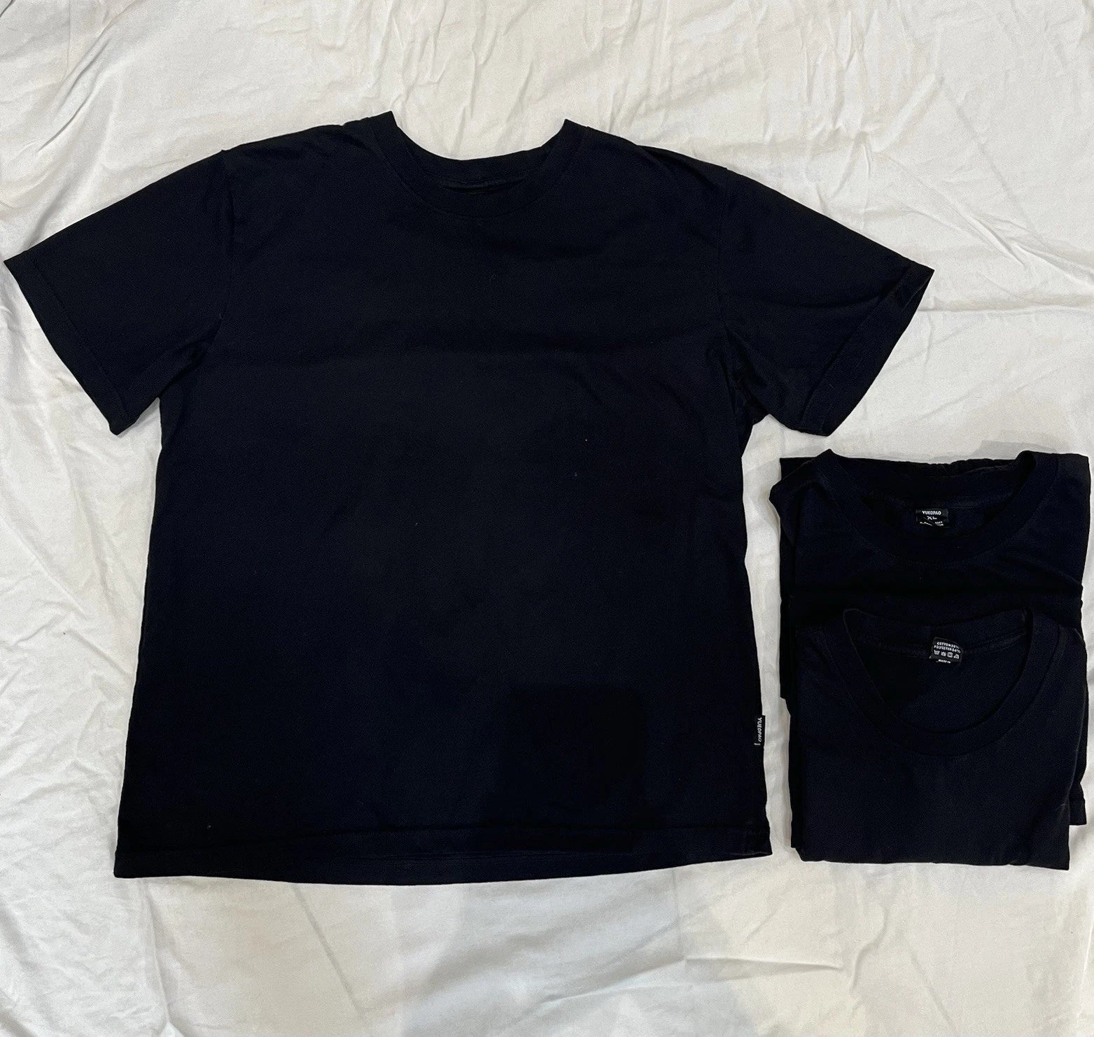 YUEDPAO Men's Black Solid Crew Neck Short Sleeve T-Shirt, Regular Size x3
