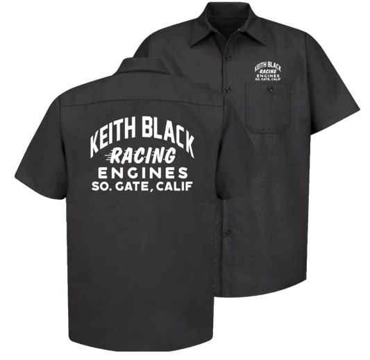 Keith Black Drag Racing Engines Black Mechanics Work Shirt, Chev Ford Mopar NHRA